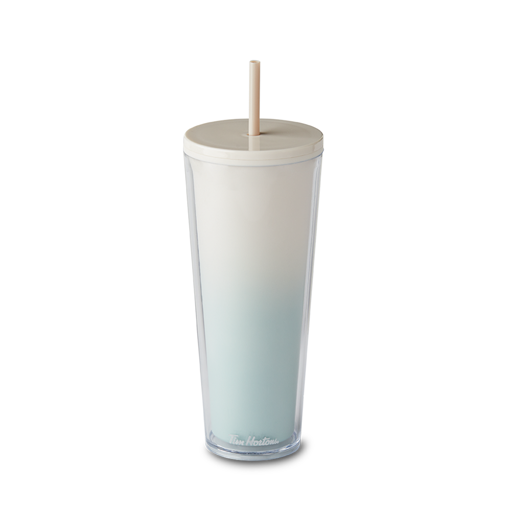 24ozStrawTumbler_SageOmbre_Front 24oz Plastic Straw Tumbler - Sage - Image 1